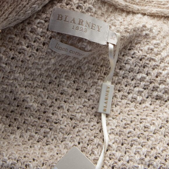 Blarney Nuala Cardigan Linen Cotton Aran Knit Irish Sweater Natural Tan Medium - Picture 3 of 7